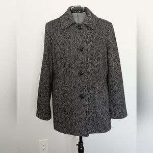London Fog Gray Herringbone Coat XL Hip Length Classic Fall Winter Jacket